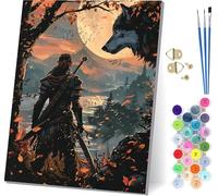 Paint by Numbers for Adults Beginners Wolf, Paint by Numbers Canvas Warrior, Easy Diy Acrylic Pigment Drawing Arts and Crafts, Hobbies for Adults Women, for Home Wall Decor Gifts 28x38 in T-5964