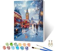 Paint by Numbers for Adults Big Ben, Bus Paint by Numbers Kits with Frame, DIY Arts and Crafts for Beginners Oil Paintings with Brushes and Acrylic, for Room Decor, Gifts for Women, 12x16in 1-1739