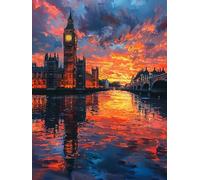 Paint by Numbers for Adults Big Ben, Sunset Paint by Numbers Kits, DIY Color Oil Painting Adult Crafts, Painting Kits with Brushes and Acrylic, for Home Wall Decor, Gifts for Women, 16x20in 3-8023