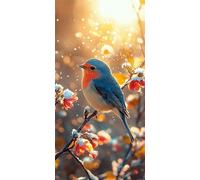 Paint by Numbers for Adults, Bird Colorful Large Painting by Numbers for Adults Children, Acrylic Pigment On Symbols Canvas, Craft Kits Perfect Gifts, Home Wall Decortion (Frameless, 20x40in) O-500