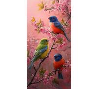 Paint by Numbers for Adults, Bird Flower Painting by Numbers for Adults Children, Acrylic Pigment On Clear Symbols Colored Canvas, Craft Kits Perfect Gifts, Home Wall Decor (Frameless, 8x16in) O-504