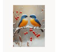 Paint by Numbers for Adults Bird Paint by Numbers Kits 32x24in with Acrylic and Pens Color Canvas for Painting, Snow Scene Paintings Hobbies for Adults Women, Wall Art Room Decor Gifts FYH-3854