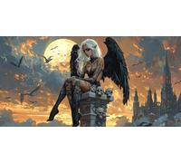 Paint by Numbers for Adults, Black Angel Painting by Number Kits On Canvas, Adults Beginners DIY Acrylic Oil Craft Art Painting Kits with Brushes Gifts for Home Wall Decor (24x48inch/60x120cm) w-335