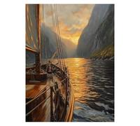 Paint by Numbers for Adults, Boat Painting by Numbers Mountain 28x38Inch, DIY Hobbies for Adults Women, Painting on Canvas Using Acrylic Paint and Brushes, Wall Art Set for Room Decor Gifts LSJ-653