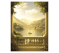 Paint by Numbers for Adults, Boat Painting by Numbers Sea View 12 x 16 In, DIY Hobbies for Adults Women, Painting on Canvas Using Acrylic Paint and Brushes, Wall Art Set for Room Decor LSJ-685
