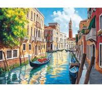 Paint by Numbers for Adults, Boat Small Town Paint by Numbers, DIY Acrylic Pigment Drawing Paintwork Arts and Crafts Painting Kit for Home Wall Decor, Birthday Gifts for Women, 20×28in Frameless 0F-90