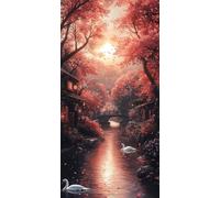 Paint by Numbers for Adults Bridge Paint by Numbers Tree DIY Canvas Oil Painting Kit for Kids or Beginner with Paint Brushes Acrylic Pigment for Home Room Decor 32x64in/80x160cm Without Frame F1-661