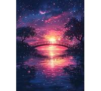 Paint by Numbers for Adults Bridge Painting by Numbers for Adults, Sunset Paint by Number Kits with Paintbrushes and Acrylic Pigment, DIY Oil Paintings Kits for Home Wall Decor 100x130cm, Model 715
