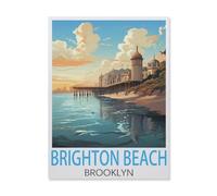 Paint by Numbers for Adults,Brighton Beach Brooklyn,DIY Oil Painting Paint by Number Kits Linen Canvas Wall Art House Decor(20x30cm) 7.8x11.8 inches-FM48