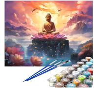 Paint by Numbers for Adults Buddha Paint by Numbers Flower DIY Color Canvas Oil Paintings Creative Hobbies for Adults Kits with Paint Brushes Acrylic Paint Home Decor,Gifts for Women,16x20 in LE-1228