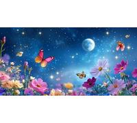 Paint by Numbers for Adults Butterfly DIY Paint by Number Moon Painting by Numbers for Beginners, Acrylic Canvas Painting Art Crafts for Adults, Wall Home Decor, Gifts for Women 50X100CM Without Frame