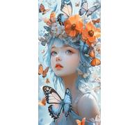Paint by Numbers for Adults, Butterfly Fairy Painting by Number Kits On Canvas, Adults Beginners DIY Acrylic Oil Craft Art Painting Kits with Brushes for Home Wall Decor (20x40inch/50x100cm) w-386