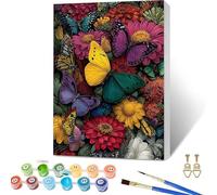 Paint by Numbers for Adults Butterfly, Flower Paint by Numbers Kits with Frame, DIY Arts and Crafts for Beginners Oil Paintings with Brushes and Acrylic, for Room Decor, Gifts for Women 16x20in 1-9615