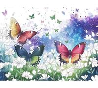 Paint by Numbers for Adults, Butterfly Flower Painting by Numbers for Adults Children Beginners, Acrylic Paint Brush Set, Crafts Kits Relax and De-Stress Home Decoration ( Frameless 16x20in ) H-88