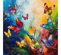 Paint by Numbers for Adults Butterfly Paint by Numbers Abstract Pattern Design, Acrylic Paintngs On Clear Symbols Colored Canvas, Easy DIY Acrylic Pigment Drawing Paintwork for Home Decor, 20X20CM