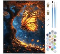 Paint by Numbers for Adults,Butterfly Paint by Numbers,DIY Tree Canvas Oil Painting Kit for Kids or Beginner with 3 Brushes Acrylic Pigment for Room Decor Gifts for Women,Without Frame 20x30cm D1-169