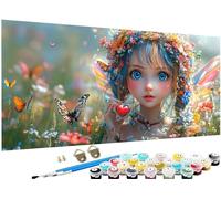 Paint by Numbers for Adults Butterfly Paint by Numbers Flower DIY Color Canvas Oil Paintings Creative Hobbies for Adults Kits with Brushes Acrylic Paint Home Decor Gifts, 90x180 inch No Frame J3-747