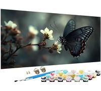 Paint by Numbers for Adults Butterfly Paint by Numbers Flower DIY Color Canvas Oil Paintings Creative Hobbies for Adults Kits with Brushes Acrylic Paint Home Decor Gifts, 40x80 inch No Frame J3-735