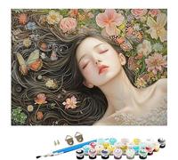 Paint by Numbers for Adults Butterfly,Woman Painting by Number Kits,DIY Canvas Oil Painting Kit Hobbies for Adults Women with 3 Brushes and Acrylic,Room Decor 12x16Inch/30 x 40 cm Without Frame L8-286