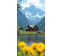 Paint by Numbers for Adults Cabin Paint by Numbers Kits Snow Mountain DIY Canvas Oil Painting Kit for Kids or Beginner with 3 - Brushes and Acrylic, Craft for Adults 100X150cm Without Frame P0-379