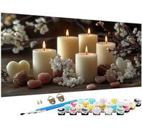 Paint by Numbers for Adults Candle Paint by Numbers Flower DIY Color Canvas Oil Paintings Creative Hobbies for Adults Kits with Brushes Acrylic Paint Home Decor,Gifts Women,80x160 inch No Frame J3-825