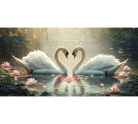 Paint by Numbers for Adults, Canvas Oil Painting Kit for Kids, Paint by Numbers for Beginners DIY Craft Art Painting, Acrylic Pigment with 3of Set Paintbrushes, Wall Decor 50X100CM Without Frame Swan