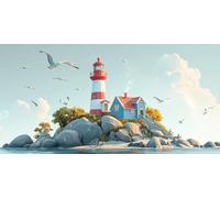 Paint by Numbers for Adults, Canvas Oil Painting Kit for Kids, Paint by Numbers for Beginners DIY Craft Art Painting, Acrylic Pigment with 3of Set Paintbrushes for Wall Decor 50X100CM, Lighthouse