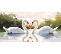 Paint by Numbers for Adults, Canvas Oil Painting Kit for Kids, Paint by Numbers for Beginners DIY Craft Art Painting, Acrylic Pigment with 3of Set Paintbrushes, Wall Decor 50X100CM Without Frame Swan