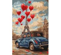 Paint by Numbers for Adults Car Eiffel Tower Paint by Numbers Kits for Beginner, DIY Acrylic Oil Adult Painting by Number Canvas Kits Without Frame, Perfect for Gifts Home Wall Decor 20x30Inch b-715