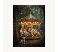 Paint by Numbers for Adults Carousel Paint by Numbers Kits 16 x 12Inch with Acrylic and Pens Color Canvas for Painting, Dog Paintings Hobbies for Adults Women, Wall Art Room Decor Gifts FYH-2338