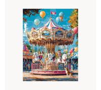 Paint by Numbers for Adults, Carousel Painting by Numbers for Adults, Craft Kits for Kids with Landscape Color Canvas for Painting 28x38In Acrylic Paint and Brush for Living Room Decor FYH-4263