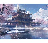 Paint by Numbers for Adults, Castle Painting by Numbers Kit for Children Beginners, Flower DIY Acrylic Pigment Drawing Paintwork, Oil Painting Kits Art Crafts for Home Wall Decor 30x40 cm, O-2153