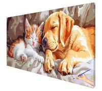 Paint by Numbers for Adults Cat 150x60cm Large Dog Painting by Numbers for Adults Beginner DIY Color Oil Paintings on Canvas Kits with Acrylic Paints Brushes Autumn Decorations Gifts for Women M-77