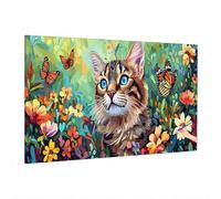 Paint by Numbers for Adults Cat, Adult Paint by Numbers Canvas Kits, Flowers Painting by Number for Kids, DIY Adult Crafts Hand Painted Oil Painting Kit for Room Decor, Home Wall Decor 140x60cm R-59