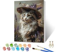 Paint by Numbers for Adults Cat, Butterfly Paint by Numbers Kits with Frame, DIY Arts and Crafts for Beginners Oil Paintings with Brushes and Acrylic, for Room Decor, Gifts for Women, 24x36in K-7715