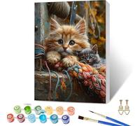 Paint by Numbers for Adults Cat, Cute Paint by Numbers Kits with Frame, DIY Arts and Crafts for Beginners Oil Paintings with Brushes and Acrylic, for Room Decor, Relax, Gifts for Women, 40x54in 2-8682