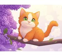 Paint by Numbers for Adults, Cat Diamond Painting Cute, Painting by Numbers for Adults Crystal Art, Acrylic Paint Brushes, Christmas Cross Stitch Kits Home Wall Decor (Without Frame, 35x55cm) U-531