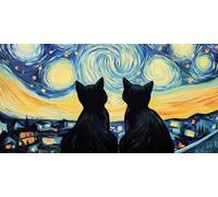 Paint by Numbers for Adults Cat DIY Paint by Number Starry Sky Painting by Numbers for Beginners, Acrylic Canvas Painting Art Crafts for Adults, Wall Home Decor, Gifts for Women 50X100CM Without Frame