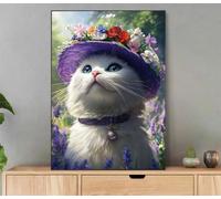 Paint by Numbers for Adults Cat, Flower Paint by Numbers for Children Beginner, DIY Oil Paintings Kit for Hobbies for Women Gifts, with Brushes and Pigment, Home Decor, 60x80cm with Frame LyS-1087