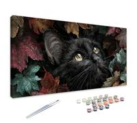 Paint by Numbers for Adults Cat, Leaf Paint by Numbers Kits, DIY Hobbies for Adults Women Painting with Paintbrushes and Acrylic Pigment, Painting by Number for Gifts, Home Wall Decor 50x100 cm 4L-892
