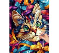 Paint by Numbers for Adults Cat, Paint by Numbers Canvas Kits for Adults, 3 Nylon Brushes, Animal Painting by Number Kits for Children, Wall Art for Room Home Decor, Gifts for Women 60x80cm, -8113