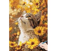 Paint by Numbers for Adults Cat Paint by Numbers Flowers for Children Beginners, DIY Acrylic Canvas Paintings Kits Hobbies for Adults Women for Halloween Decorations Gifts for Women 70x90cm F-68