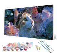 Paint by Numbers for Adults, Cat Paint by Numbers Flowers Painting Kits for Adults Pattern Design DIY Art Crafts for Home Room Decor, Wall Art, Bedroom Decor, Gifts for Women 50 x 80 inch -hcw25078V