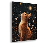 Paint by Numbers for Adults, Cat Paint by Numbers for Adults with Frame, DIY Moon Oil Painting Arts and Crafts Kits on Canvas for Women's Hobbies, for Gifts and Home Wall Decor, 12x16 Inch, X-07