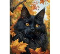 Paint by Numbers for Adults Cat Paint by Numbers for Children Maple Leaf, DIY Colorful Canvas Oil Painting Kits Hobbies for Adults Women Paintings Arts for Home Wall Decor with Frame 60x80cm P-7523