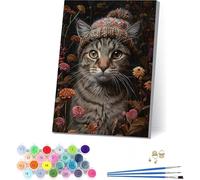 Paint by Numbers for Adults Cat, Paint by Numbers Kits Flower on Cavans, DIY Craft Oil Paintings Art Kits with Acrylic and Brushes, Painting for Home Wall Decor, Gifts for Women 40x54 in M-1691