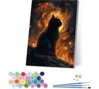 Paint by Numbers for Adults Cat, Paint by Numbers Kits Sunset on Cavans, DIY Craft Oil Paintings Art Kits with Acrylic and Brushes, Painting for Home Wall Decor, Gifts for Women 12x16 in G-9395