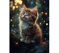 Paint by Numbers for Adults Cat Painting by Numbers for Adults, Animal Paint by Number Kits with Paintbrushes and Acrylic Pigment, DIY Oil Paintings Kits for Home Wall Decor Gift 60x80cm, Model 907