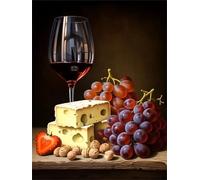 Paint by Numbers for Adults Cheese Fruit, Painting by Numbers Kits on Canvas, Easy DIY Peanuts Acrylic Pigment Drawing Paintwork for Home Wall Decor, 55x70cm with Frame