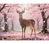 Paint by Numbers for Adults Cherry Blossoms Deer Paint by Numbers, DIY Painting by Number Kits On Canvas with Acrylic Paints Brushes Unframed, Creative Home Wall Decor Gifts for Women 24x32in YT6-1028